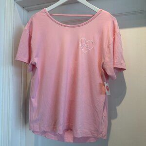 NWT Pure Barre Branded Light Pink Tee with an Open Back